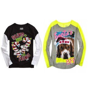Justice Girls Christmas Tee Tops Bundle NWT